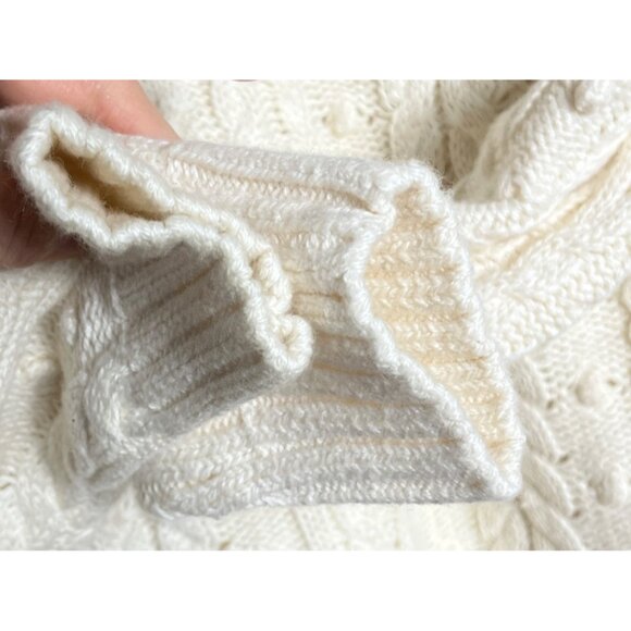 Gap Ivory Sweater Turtleneck 3D Texture Bobble Cable Cotton Wool Cottage Women S - Picture 9 of 10